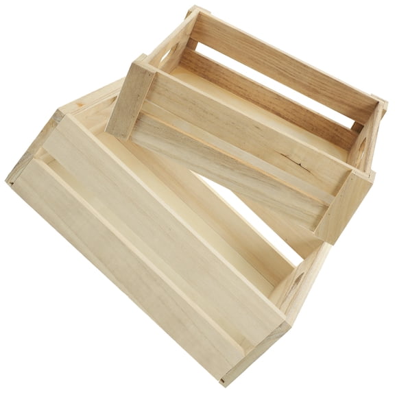 NIYANGLE 2Pcs Shoppers Preferred Wooden Crate Beige for Home and Shop