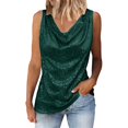 thumbnail image 2 of Women'S Sequin Tank Top Sparkly Sleeveless Dressy Party Shirts Holiday Scoop Neck Shimmer Tops Going Out Outfits,Summer Sleeveless Tanks Tops Blouses,Club Draped Cocktail Camisole Vest Blouse Green S, 2 of 7