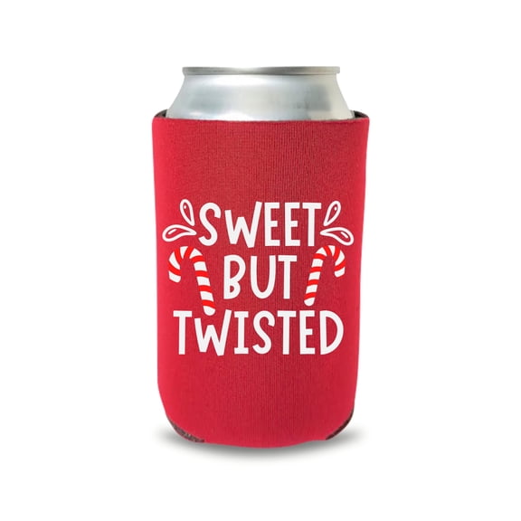Christmas Can Coolers, Sweet But Twisted Coolies, Christmas Party Favors, Christmas Gift, Holiday Beer Huggers, Funny White Elephant Gift (Red)