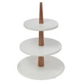 thumbnail image 1 of Support De Gâteau En Marbre Blanc À 3 Niveaux Avec Pipe En Bois, 1 of 3