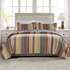 Greenland Home Katy Boho Stripe 100% Cotton Quilt and Pillow Sham Set, 3-Piece Full/Queen
