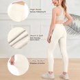 thumbnail image 5 of Resicozy Girls Athletic Leggings High Waisted Yoga Pants with Pockets Soft Stretch Fabric, Wide Waistband, for Running Dance Gymnastics Gym3-12 Years Beige 150, 5 of 6