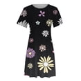 thumbnail image 4 of Summer Shift Dresses for Women Beach Floral Cute T Shirt Dress Sundress Casual Boho Crewneck Short Sleeve Mini Dress, 4 of 4