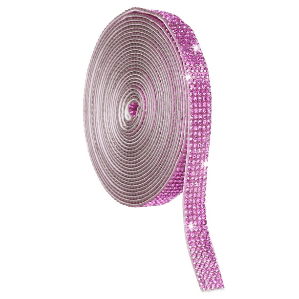 Rollo de cinta de cristal de strass, 5 filas de tiras de cristal autoadhesivas de 4 yardas color púrpura