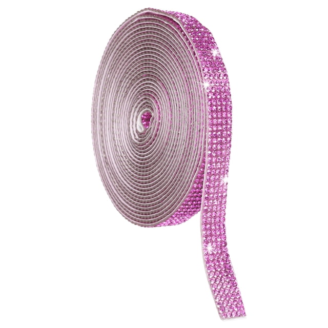 Rollo de cinta de cristal de strass, 5 filas de tiras de cristal autoadhesivas de 4 yardas color púrpura