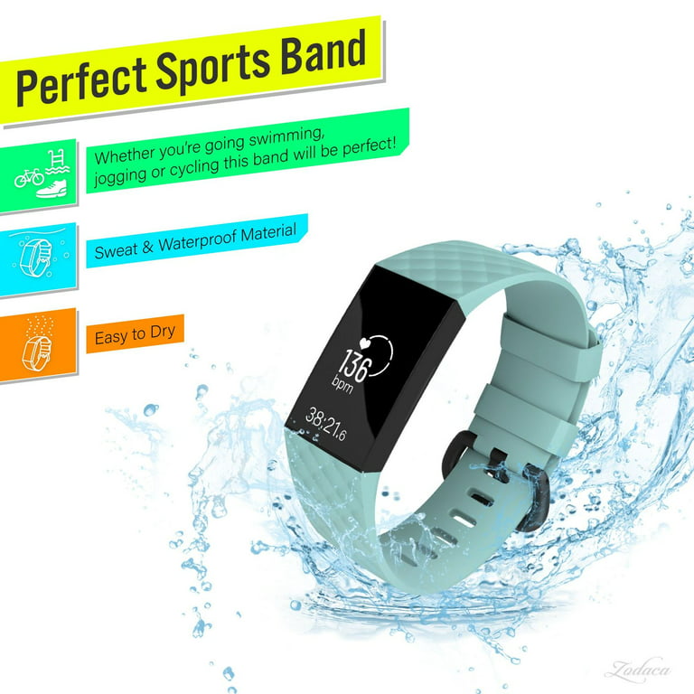 Zodaca Silicone Band with Fitbit Charge 3, Charge 3 SE (Small), and Charge 4, Fitness Tracker Replacement Bands, Mint Green Walmart.com