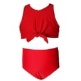 thumbnail image 2 of Cute Swimsuits for Girls Two Piece Bathing Suit Front-Tie Swim Suit High Waist Beach Bikini Swimwear 2-12 Years (4-5 Years, Red), 2 of 5