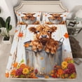 thumbnail image 2 of Castle Fairy Farmhouse Highland Cow Full Size Sheets 4-Piece for Female Men Women,Vintage Floral Flowers Breathable Bed Sheets,Rustic Retro Cabin Cottage Lightweight Sheet Sets, 2 of 7