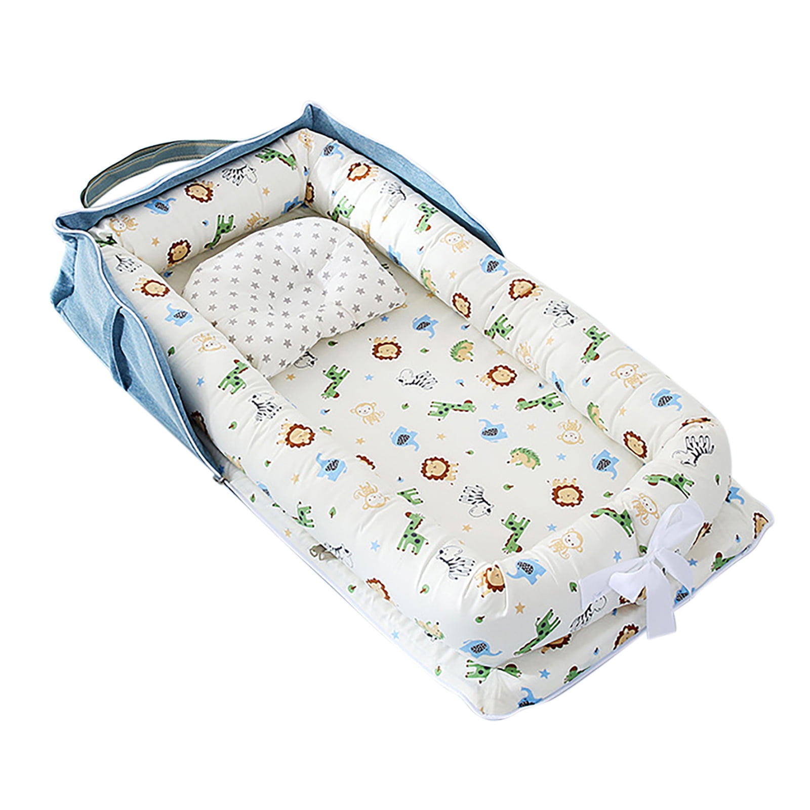 Lutabuo Portable Newborn Baby Nest Bed Detachable Washable Lounger Blue Animal Walmart