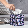 thumbnail image 6 of Lsque crystal flower Skull Printed Tissue Box Cover Holder, Facial Paper Organizer Dispenser,Square with Bottom Belt, PVC Leather Decorative Organizer, 6 of 8