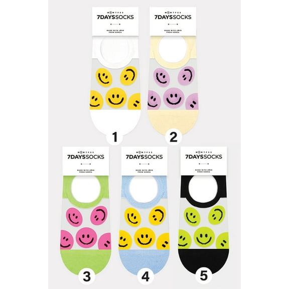Women's No Show See-Through Popping Smile Socks - 5 Pair Set