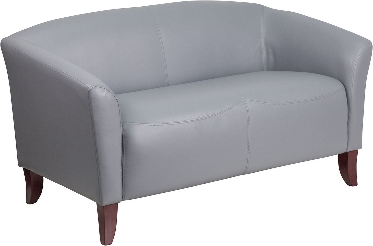 Emma + Oliver Gray LeatherSoft Loveseat with Cherry Wood Feet