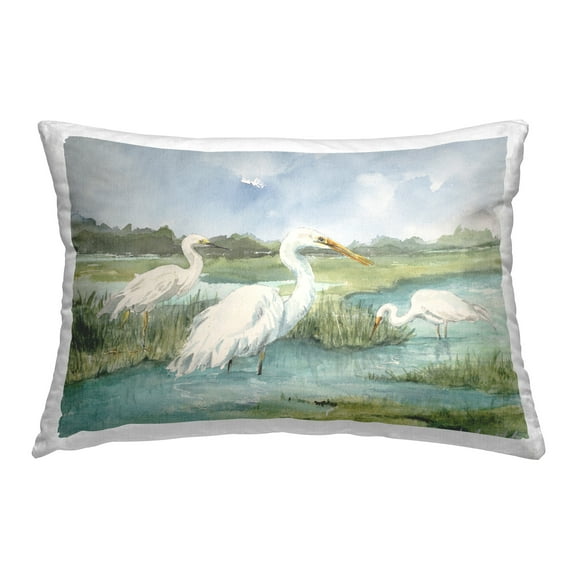 Stupell Industries Egrets & River Scene Decorative Printed Throw Pillow Design by Lanie Loreth