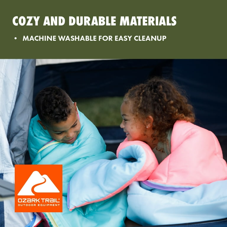 Ozark Trail Youth warm weather rectangle sleeping bag Blue Red