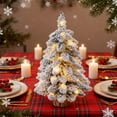thumbnail image 4 of XEAZON Mini Christmas Trees for Tabletop, 18In Snow Flocked Christmas Tree with LED Lights and Wood Base, Small Christmas Pine Tree, Christmas Ornaments for Indoor Table Desk Home Shop Bar Party, 4 of 9