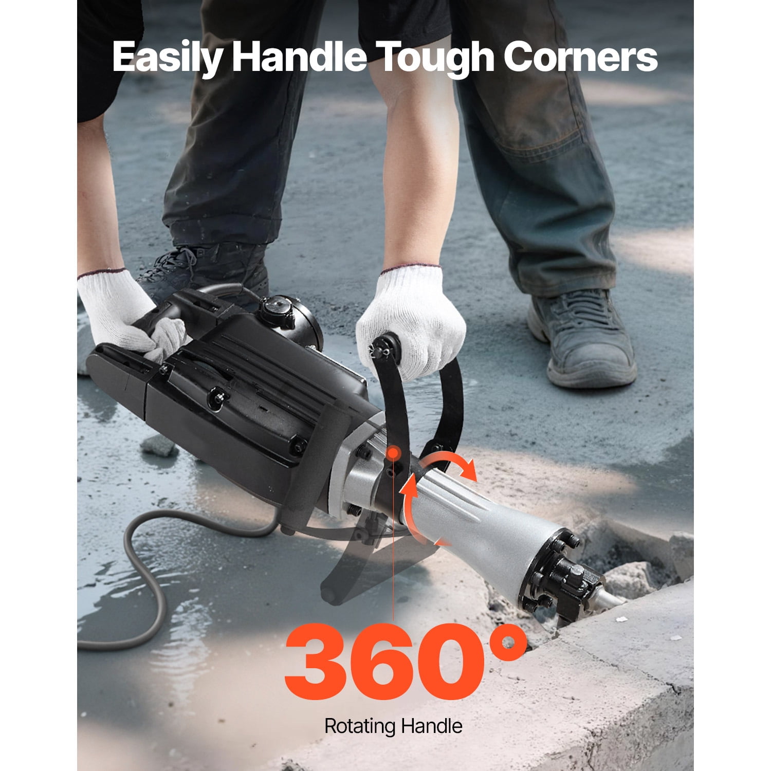 KFFKFF 2800W Electric Demolition Jack Hammer, Heavy-Duty Concrete Breaker with 3 Chisels, Clay Spade, Carrying Case, and Gloves for Breaking Concrete, Walls, Bricks, Tiles, and Foundations
