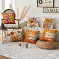 thumbnail image 2 of Sm:)e Set of 4 Fall Pillow Covers 18x18 Inch - Autumn Decorative Throw Pillowcases with Pumpkin, Sunflowers and Happy Fall, 2 of 7