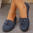 thumbnail image 6 of Ladies 2026 Plus Loafers Summer Outdoor Solid Color Round Closed Toe Low Heel Slip On Lightweight Cushioned Orthopedic Arch Support Wide Toe Box Comfortable Walking Daily Flat Shoes Navy 39, 6 of 9