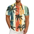 thumbnail image 2 of ZRGHAOYLQ Summer Beach Shirts for Men Trendy Color Block Palm Tree Graphic Tees 2025 Casual Tropical Vacation Short Sleeve Shirts Lapel Button Down Hawaiian Tshirts Plus Size, 2 of 6