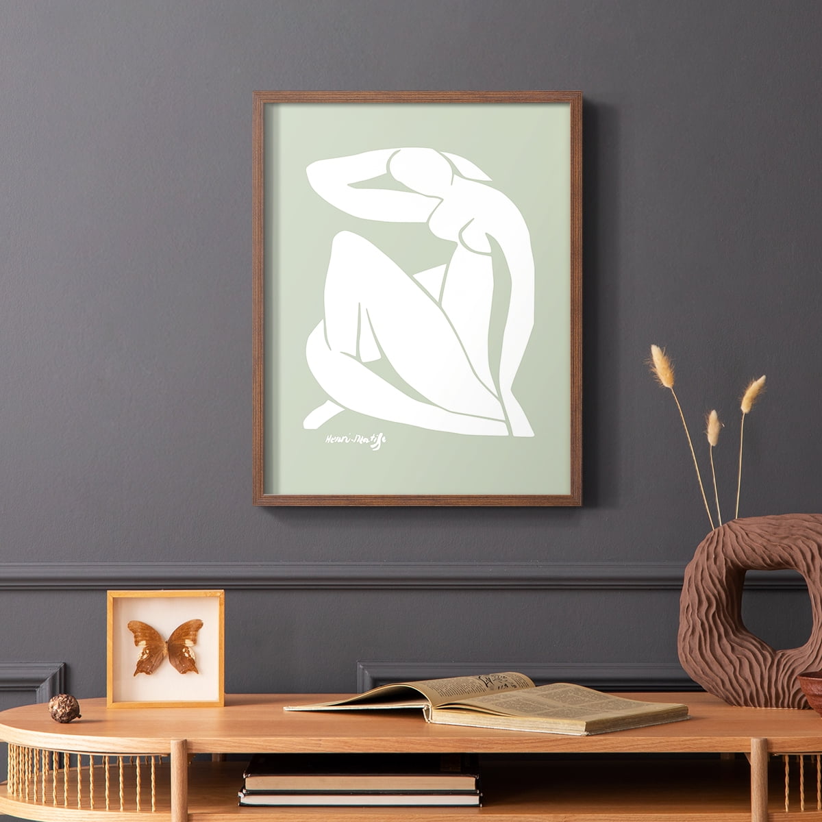 Matisse CDXCII in Brown Solid Wood Framed Print No Nail Hanging