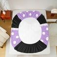 thumbnail image 5 of jejeloiu Ribbon Bow Tie Bed Sheets,Kawaii Polka Dots Bowknot King Sheets,Purple White Black Sheet Set For Teens,Luxury Bedroom Decor,4-Piece, 5 of 7