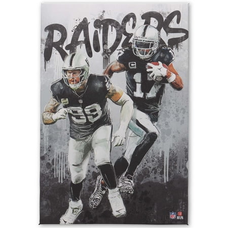 NFL Las Vegas Raiders Maxx Crosby & Davante Adams Painterly Graffiti Canvas Wall Decor for Man Cave Office or Game Room