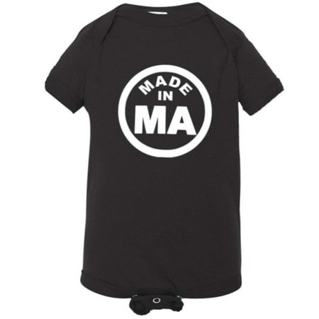 

PleaseMeTees™ Baby From Born Made In Massachusetts MA Logo Label Jumpsuit