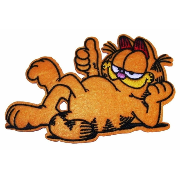 Garfield Cartoon Character Lying Down 3" Tall Embroidered Patch