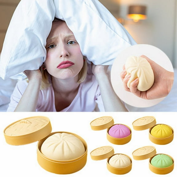 4PCS Giant Glitter Dumpling Squishy with Steamer Box, Jumbo Mystery Bao Bun Stress Relief Toys, Soft Slow-Rise Squeeze Fidget Gifts for & Adults White Elephant Gifts for Adults Under 10 Dollars
