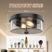 2-Light Farmhouse Ceiling Light with Seeded Glass Lampshade, Industrial Flush Mount Light Fixture Farmhouse for Hallway, Kitchen, Entryway and Foyer(2 Pack)