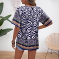 thumbnail image 3 of JULMCOMO Blouses for Women Boho Floral Print V Neck Half Button Short Sleeve Casual Summer Blouses Loose Fit Comfy Tunic Tops Navy XL, 3 of 3