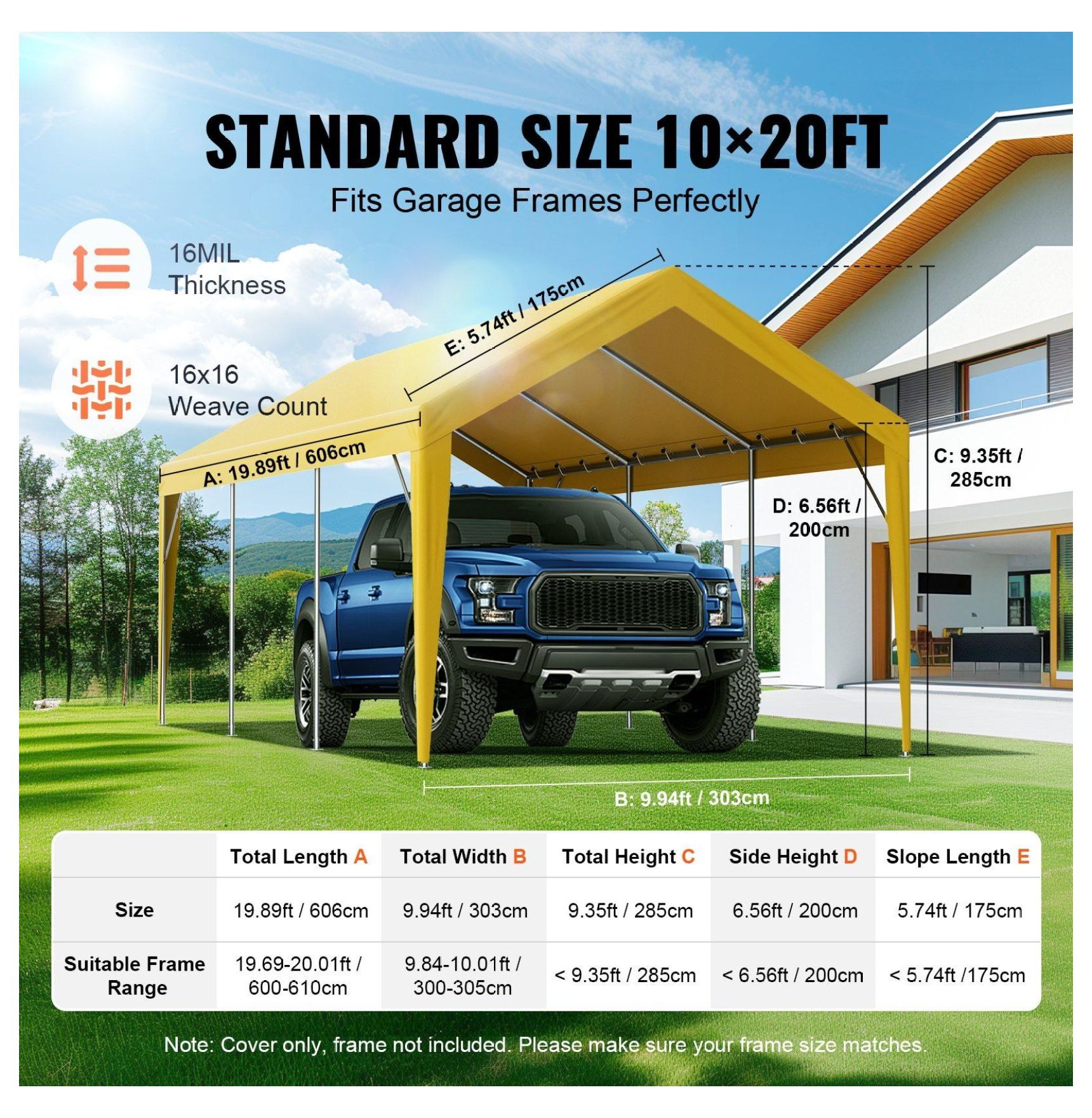 Carport Canopy Cover 10x20 ft, Waterproof UV Protection