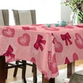 thumbnail image 3 of GZHJMY Valentine's Day Heart Bows Tablecloth, Rectangle Waterproof Washable Polyester Table Cover for Picnic Dinner Holiday Party Decor, 60 x 90 Inch, 3 of 7