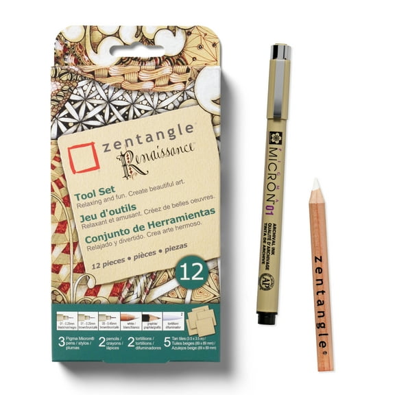 Sakura Zentangle Renaissance Tile Set, Tan