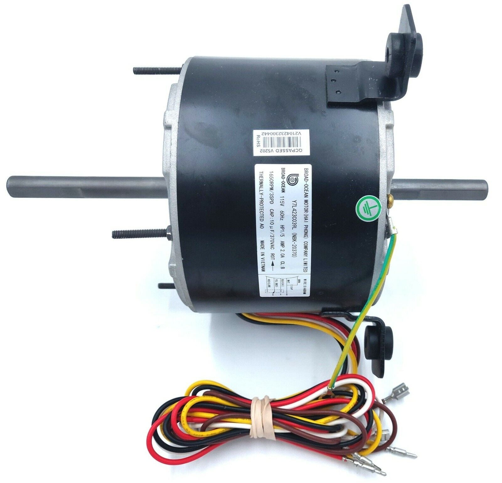 1/4 HP Blower Fan Motor – 115V, 1625 RPM, 2-Speed, For Coleman & Other AC Units, Sleeve Bearing - View #5