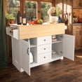 thumbnail image 2 of Glavbiku 55.7'' White Kitchen Island,Rolling Cart W/ 2 Drop Leaf,Power Outlet,Storage & Drawers, 2 of 14