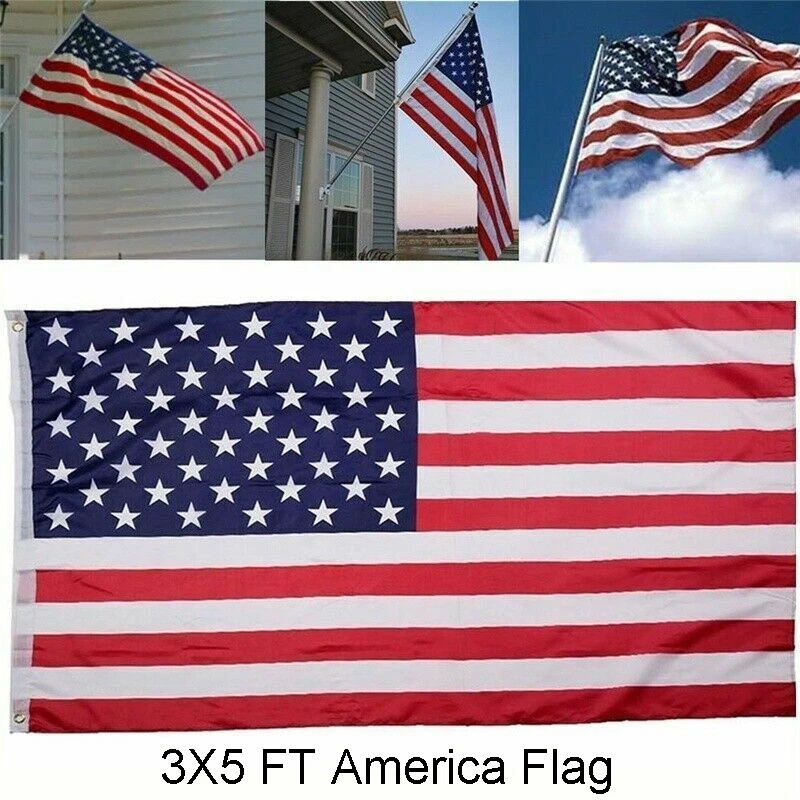 PURELY- 2Pcs 90*150Cm 3X5Ft American Flag Usa Us Flag Stars Grommets Stripe Nylon Garden