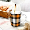 thumbnail image 3 of Yiaed Orange Plaid Print Ceramics Coffee,Large Handle Design,Extra Large Tea and Coffee Cup for Office and Home Mugs, 3 of 6