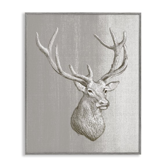 Stupell Industries Farmhouse Moose Bust Animal Gray Design Gray Framed Giclee Art, 16 x 20, by Ziwei Li
