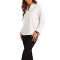 thumbnail image 4 of INSPIRE CHIC Casual Top for Women's Work Business Office Long Sleeve V Neck Blouse XS White, 4 of 6