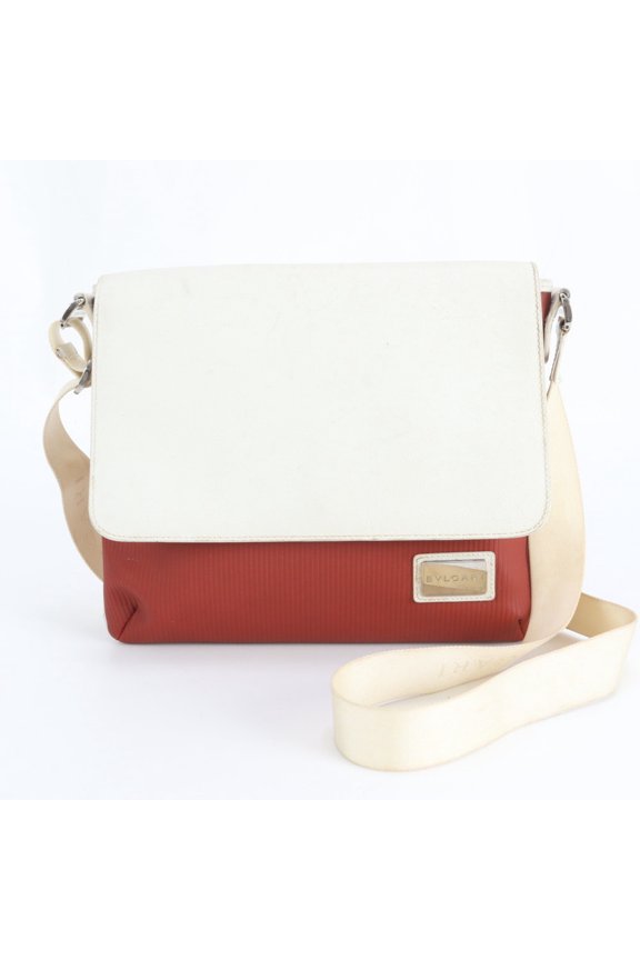 Pre-Owned Bvlgari Leather Shoulder Bag Messenger Business Tote Silver Hardware Men's