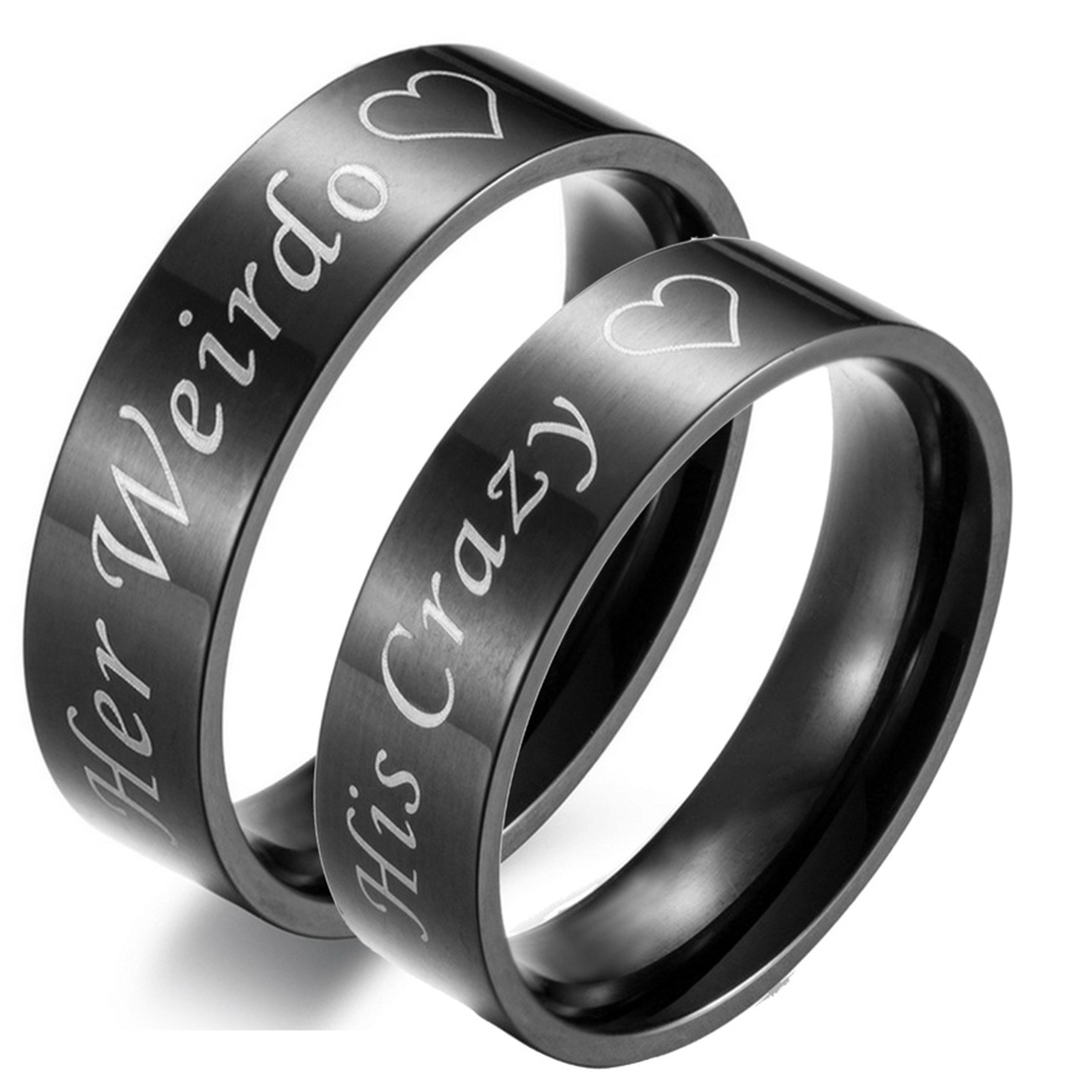 KY Jewelry Engraved Love Couples Ring Stainless Steel Lovers Rings Wedding Engagement for Him & Her Set