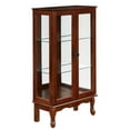 thumbnail image 2 of Royard Oaktree Storage Cabinet Curio Display Cabinet with Adjustable Glass Shelves, Mirrored Back Panel & Tempered Glass Doors Vintage Lighted Accent Cabinet 3-Tier Book Case for Home Office,Cherry, 2 of 7