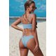thumbnail image 1 of ABPHQTO Bikini acanalado con nudo y tirantes finos azul cielo para mujer, 1 of 5