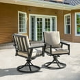 thumbnail image 3 of Nuu Garden Outdoor Swivel Chairs Set of 2, Dining Chairs with Powder-Coated Aluminum Frame for All Weather, Hollow Slatted Seat with Padded Cushions, Black and Gray, 3 of 9