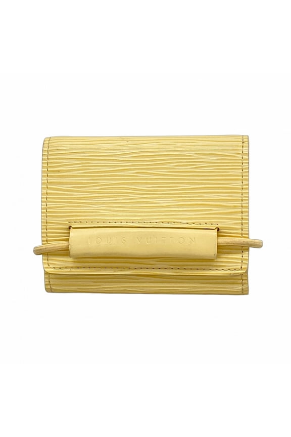 Pre-Owned Louis Vuitton Tri-fold Wallet Epi Portemonnaie Elastic M6366A Vanilla Ladies
