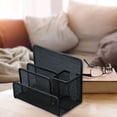thumbnail image 2 of Small Desk Pen Holder Mail Organizer Black Mesh File Letter Holder with 3 Compartments Drawer Metal Mesh Desktop Storage, 2 of 10