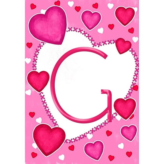 America Forever Flags Monogram Letter G Garden Flag - Happy Valentine's Day - 12.5 x 18 Inches, Holiday Love Hearts Valentine Flag, Seasonal Yard Outdoor Decorative Double Sided Flag