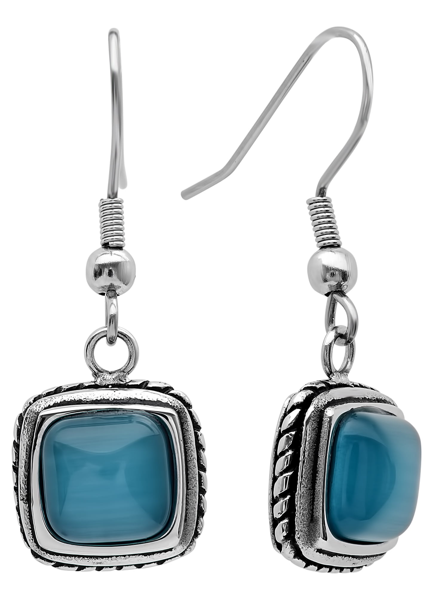 Brilliance Fine Jewelry Women?s Stainless Steel Blue Stone Hook Wire