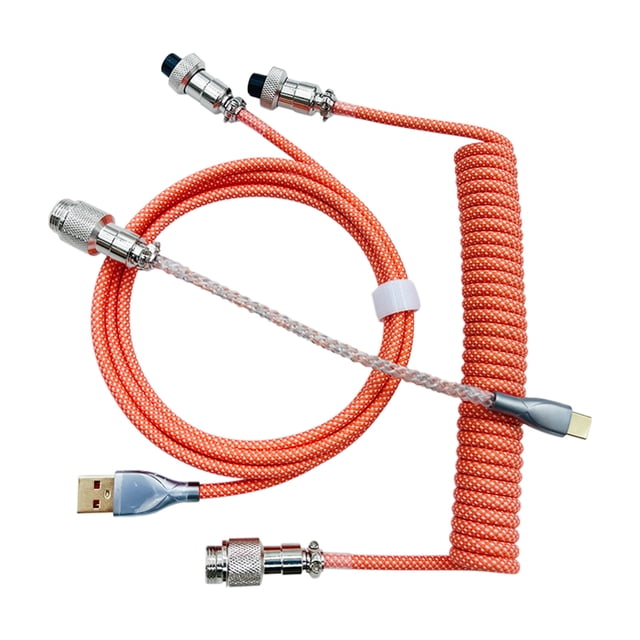 Usb C To Usb C Fast Charging Cable Coiled Usb C Cable for Gaming Keyboard Rgb Double-Sleeved Mechanical Keyboard Cable with Detachable Metal 1.5M Usb-C To Usb-A